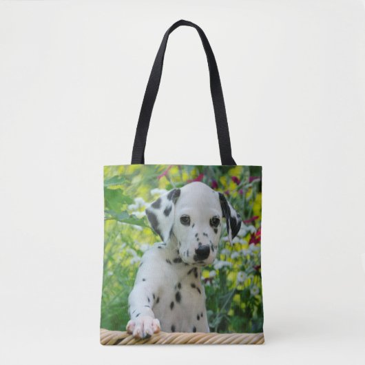 Cute Dalmatian Dog Puppy Portrait Foto - Tote Bag (Voorkant)