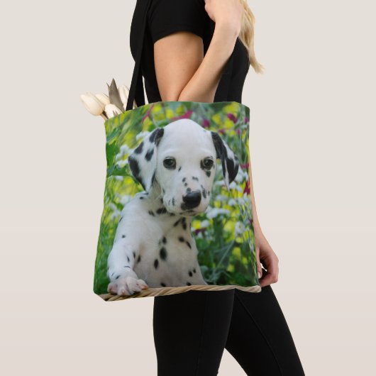 Cute Dalmatian Dog Puppy Portrait Foto - Tote Bag (Dichtbij)