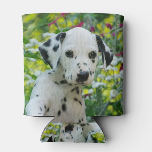Cute Dalmatian Dog Puppy Portrait, Funny Bawdle Blikjeskoeler (Achterkant)