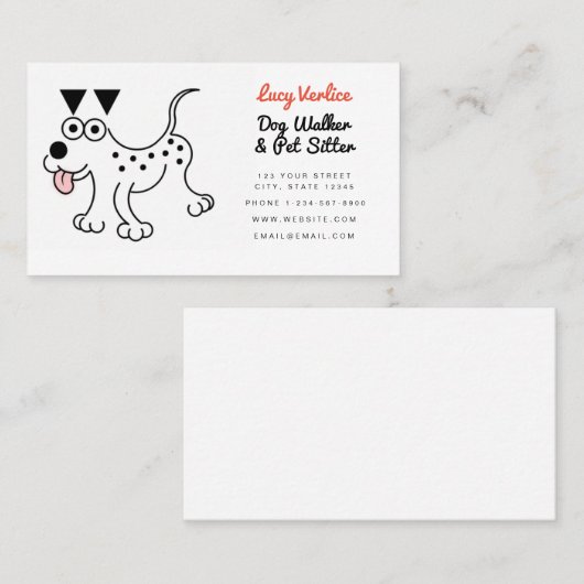 Cute Dalmatian Pet Sitter Dog Walker Visitekaartje (Voorkant / Achterkant)