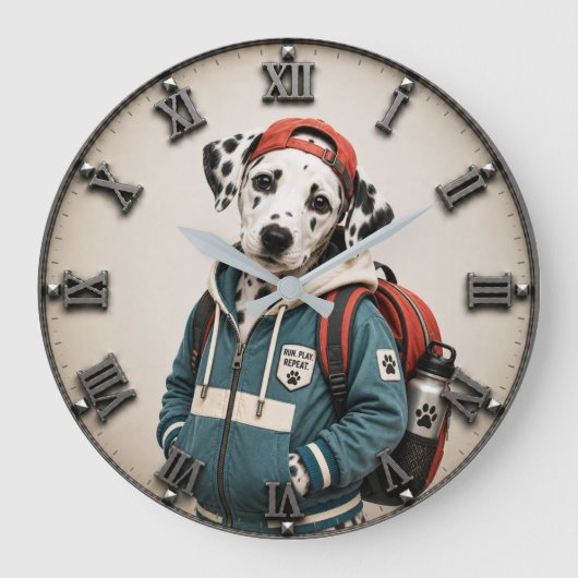 Cute Dalmatian Puppy Grote Klok (Voorkant)