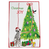 Cute Dalmatian Santa Hat en kerstboom Medium Cadeauzakje (Achterkant)