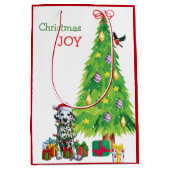 Cute Dalmatian Santa Puppy en kerstboom Medium Cadeauzakje (Voorkant)