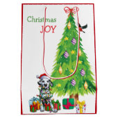 Cute Dalmatian Santa Puppy en kerstboom Medium Cadeauzakje (Achterkant)
