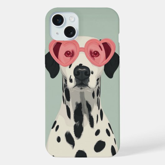 Cute Dalmatian with Heart Sunglasses iPhone Hoesje (Achterkant)