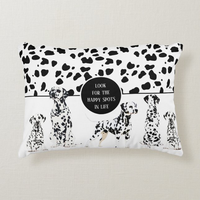 Cute Dalmatians Black & White Happy Spots Accent Kussen (Voorkant)