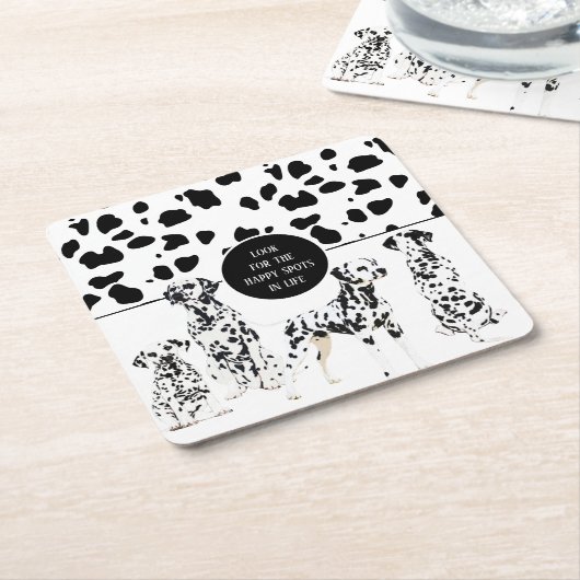 Cute Dalmatians Black & White Happy Spots Kartonnen Onderzetters (Schuin)