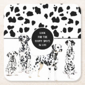 Cute Dalmatians Black & White Happy Spots Kartonnen Onderzetters (Voorkant)