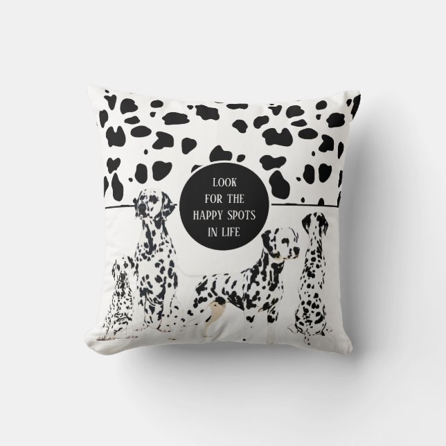Cute Dalmatians Black & White Happy Spots Kussen (Voorkant)