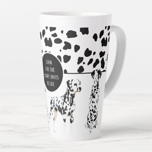 Cute Dalmatians Black & White Happy Spots Latte Mok (Rechterhoek)