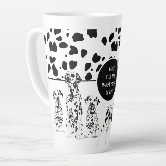 Cute Dalmatians Black & White Happy Spots Latte Mok (Linkerhoek)