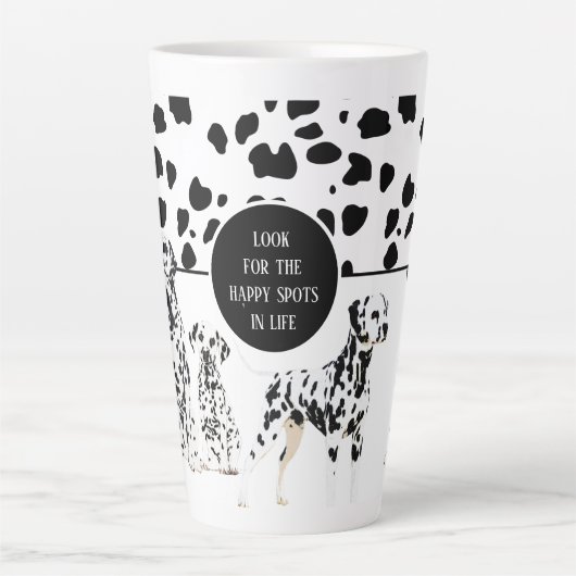 Cute Dalmatians Black & White Happy Spots Latte Mok (Voorkant)