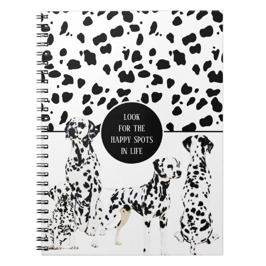 Cute Dalmatians Black & White Happy Spots Notitieboek (Voorkant)