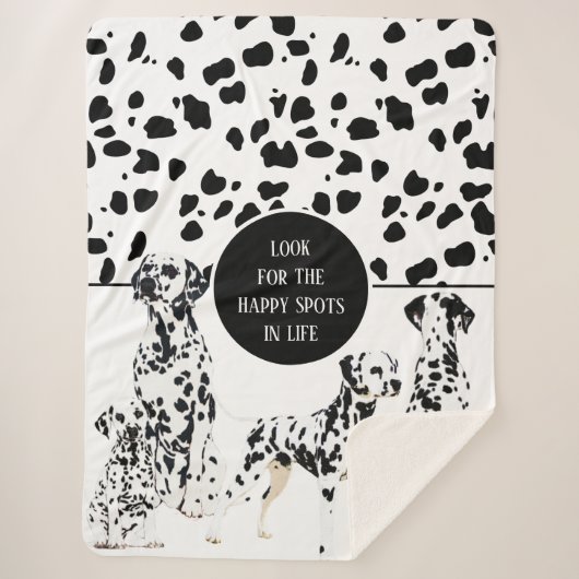 Cute Dalmatians Black & White Happy Spots Sherpa Deken (Voorkant)