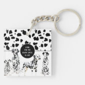 Cute Dalmatians Black & White Happy Spots Sleutelhanger (Achterkant)