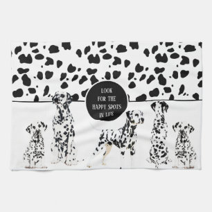 Cute Dalmatians Black & White Happy Spots Theedoek