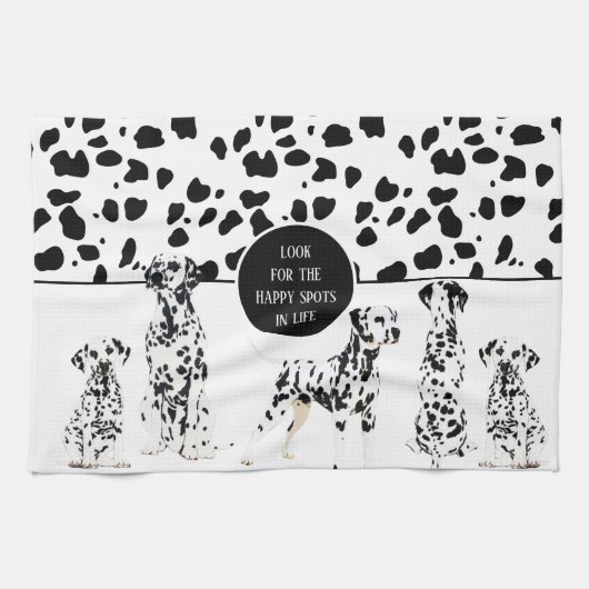 Cute Dalmatians Black & White Happy Spots Theedoek (Horizontaal)