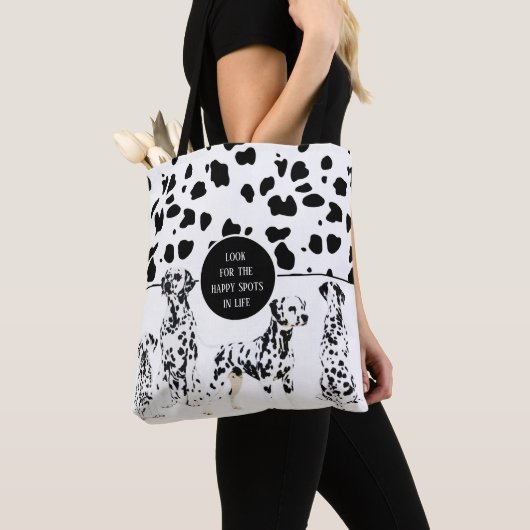 Cute Dalmatians Black & White Happy Spots Tote Bag (Dichtbij)