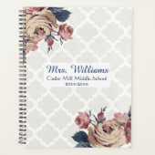 Cute Damask Floral Personalized Teacher Planner (Voorkant)