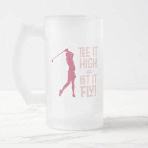 Cute Dames Golf Tee Grappige Humor Sport Magenta Matglas Bierpul