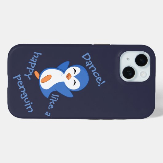 Cute Dance als een Happy Penguin Blue Case-Mate iPhone Case (Achterkant (horizontaal))