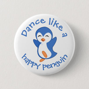 Cute Dance als een Happy Penguin Ronde Button 5,7 Cm