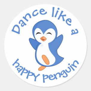 Cute Dance als een Happy Penguin Ronde Sticker