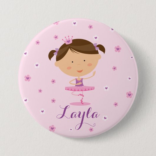 Cute Dancer Ballerina Girl Button (Voorkant)