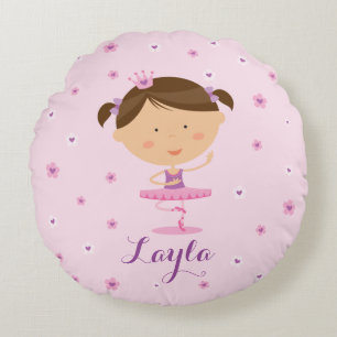 Cute Dancer Ballerina Girl Round Pillow Rond Kussen