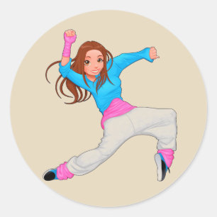 Cute dancer hip hop girl ronde sticker