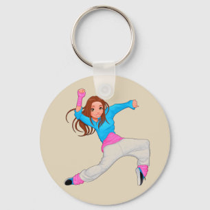 Cute dancer hip hop girl sleutelhanger