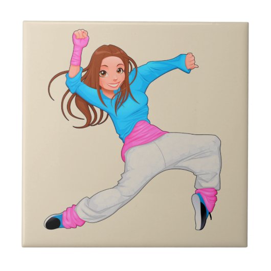 Cute dancer hip hop girl tegeltje (Voorkant)