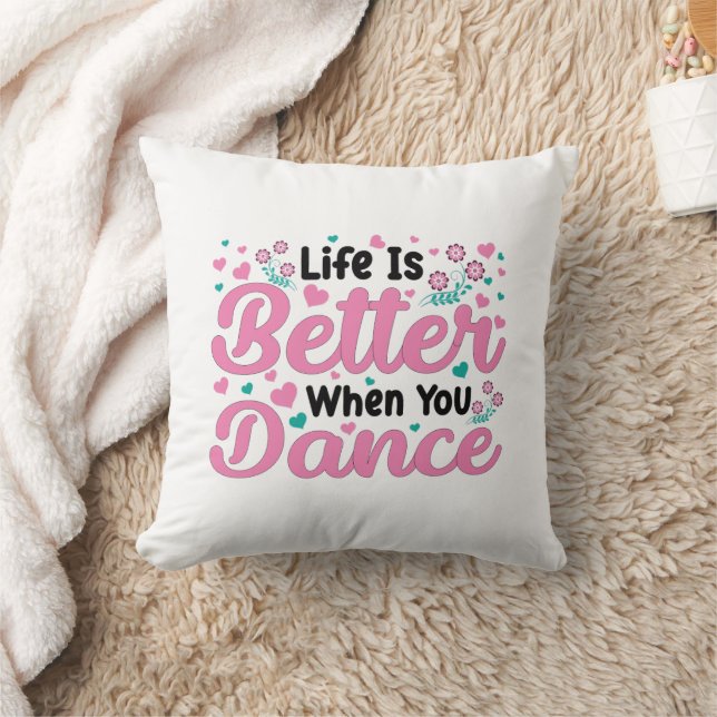 Cute Dancer Saying Pink & Teal Confetti Kussen (Deken)