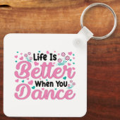 Cute Dancer Saying Pink & Teal Confetti Sleutelhanger (Achterkant)