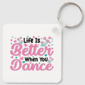 Cute Dancer Saying Pink & Teal Confetti Sleutelhanger (Achterkant)