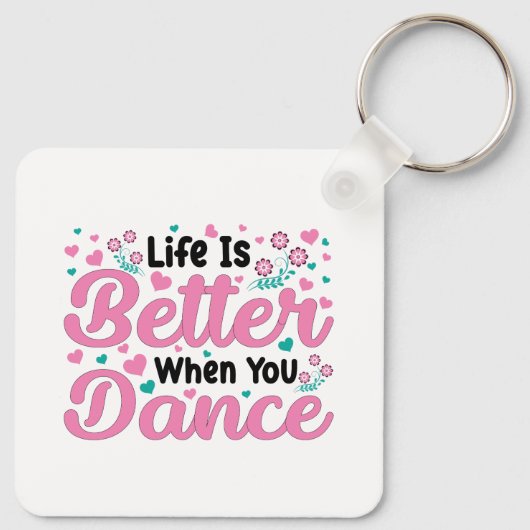Cute Dancer Saying Pink & Teal Confetti Sleutelhanger (Achterkant)