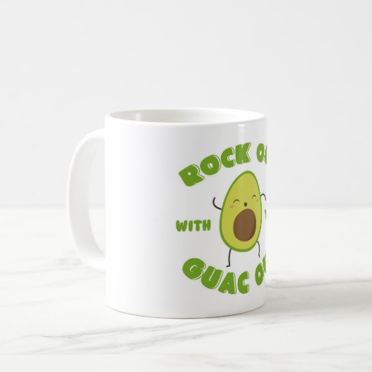 Cute Dancing Avocado "Rock out with Your Guac out" Koffiemok (Voorkant links)