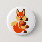 Cute Dancing Cartoon Fox Button Badge (Voorkant)
