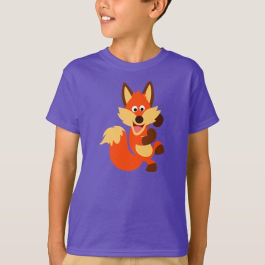 Cute Dancing Cartoon Fox Children T-Shirt (Voorkant)