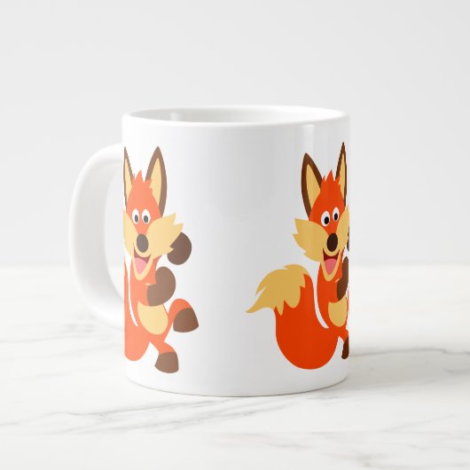 Cute Dancing Cartoon Fox Jumbo Mok (Links)