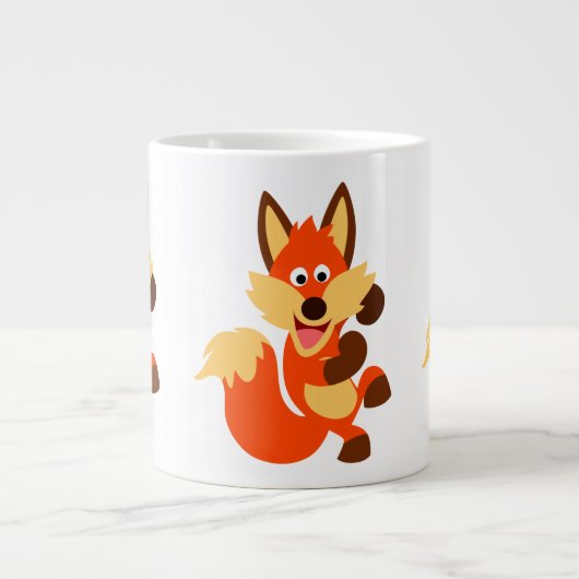 Cute Dancing Cartoon Fox Jumbo Mok (Voorkant)