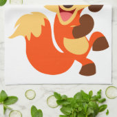 Cute Dancing Cartoon Fox Kitchen Towel Theedoek (Gevouwen)