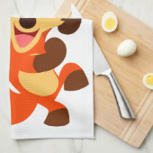 Cute Dancing Cartoon Fox Kitchen Towel Theedoek (Quarter Fold)