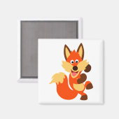 Cute Dancing Cartoon Fox Magnet (Voorkant / Achterkant)