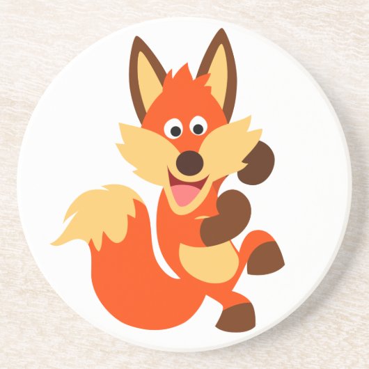 Cute Dancing Cartoon Fox Onderzetter (Voorkant)
