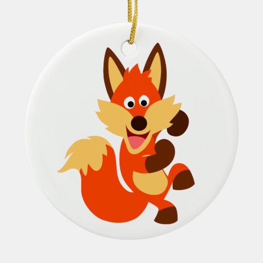Cute Dancing Cartoon Fox Ornament (Voorkant)