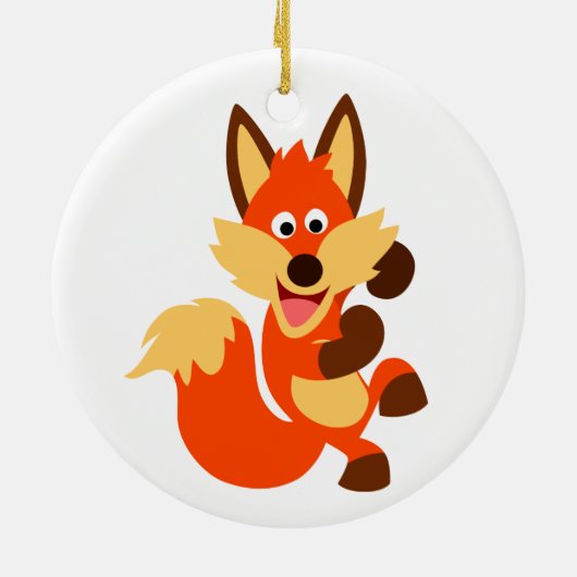 Cute Dancing Cartoon Fox Ornament (Achterkant)