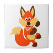 Cute Dancing Cartoon Fox Tile Tegeltje (Voorkant)