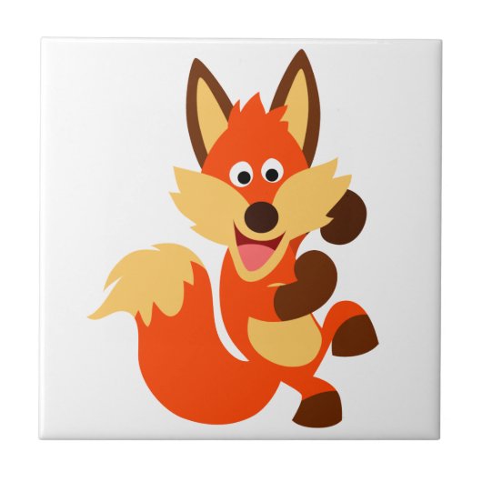 Cute Dancing Cartoon Fox Tile Tegeltje (Voorkant)