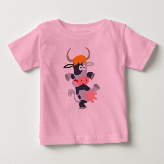 Cute Dancing Cartoon Koe Baby T-Shirt (Voorkant)